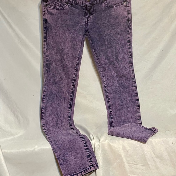 Retro vibe Purple/Pjnk acid wash ladies Sz24 “Forever 21” taper leg cotton jean - Picture 3 of 6